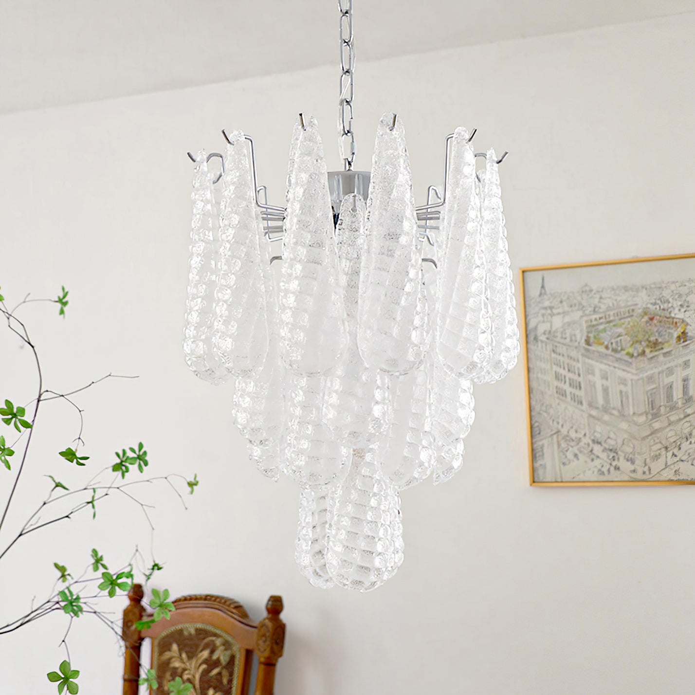 Case Chandelier Glass Droplet Cascade - Letslighting