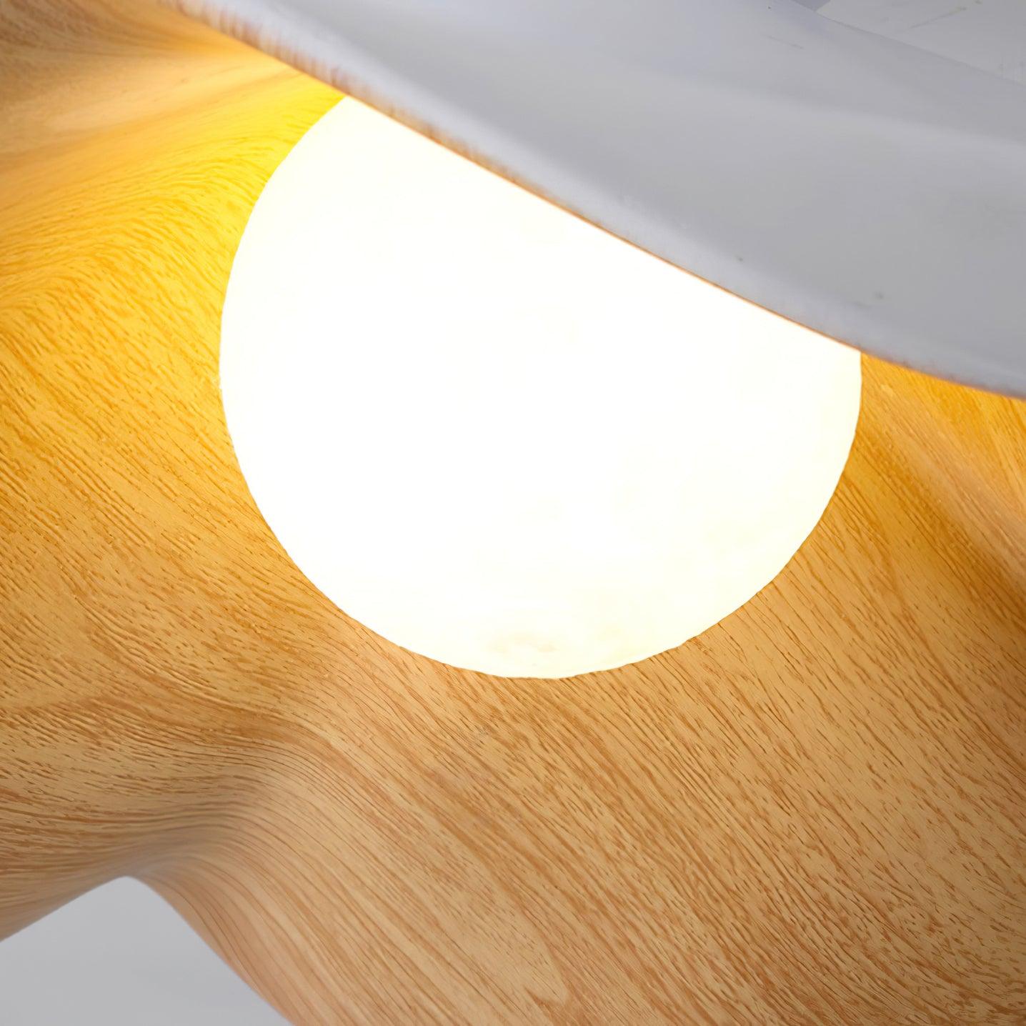Pendant Lamp Resin Shade in White and Walnut for Living and Dining Room - Letslighting