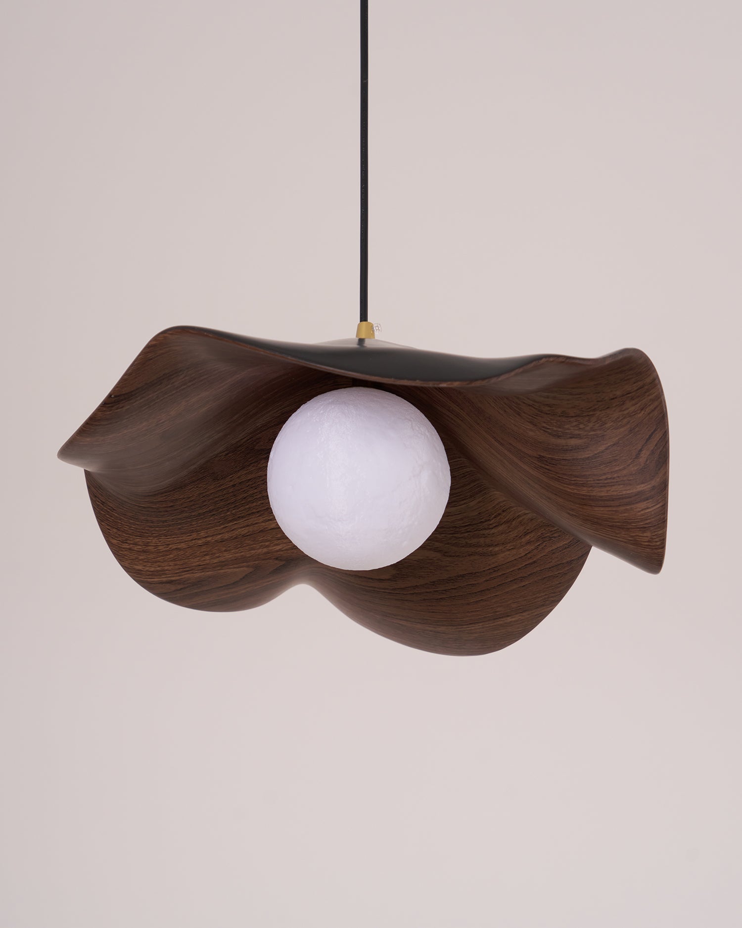 Pendant Lamp Resin Shade in White and Walnut for Living and Dining Room - Letslighting