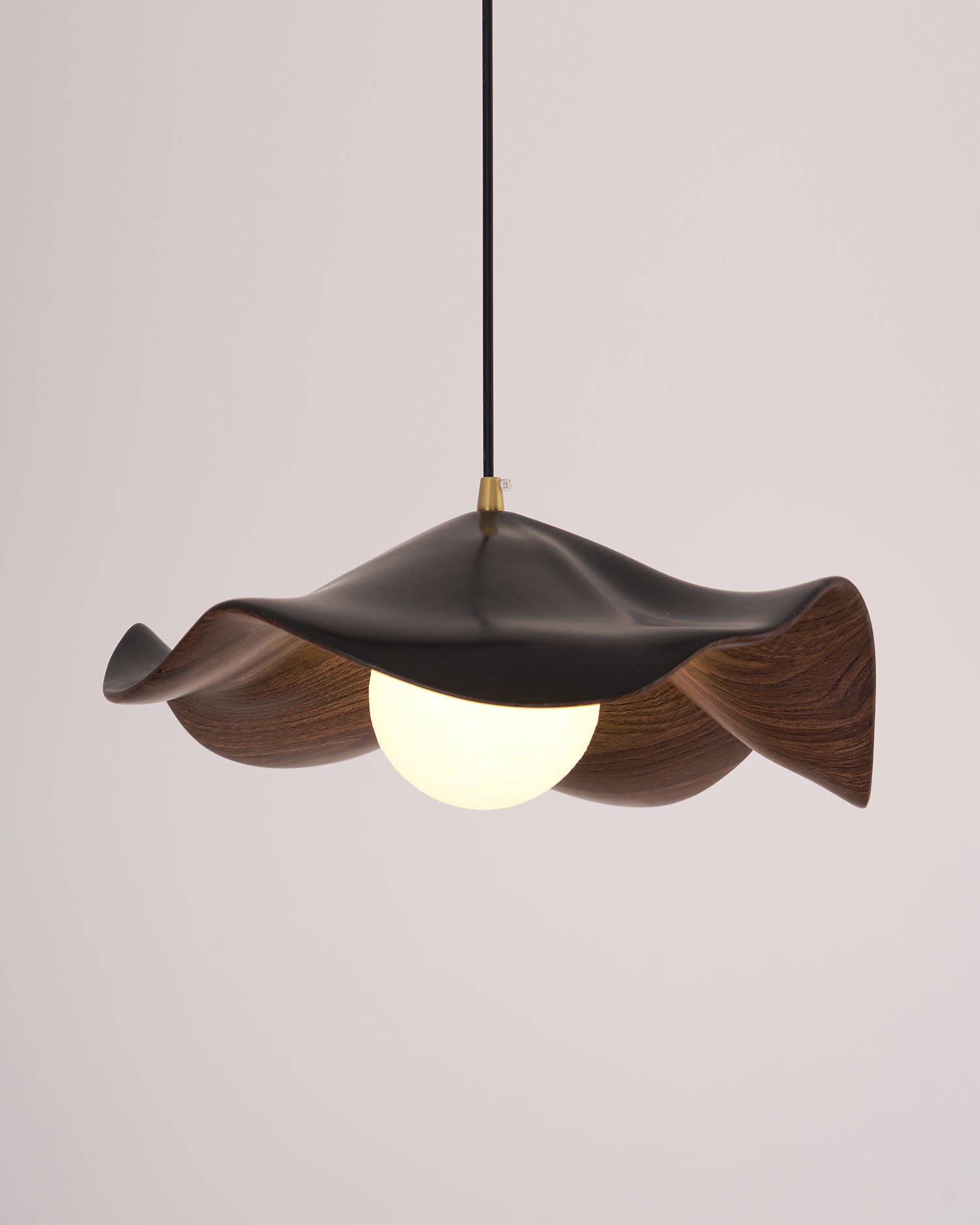 Pendant Lamp Resin Shade in White and Walnut for Living and Dining Room - Letslighting