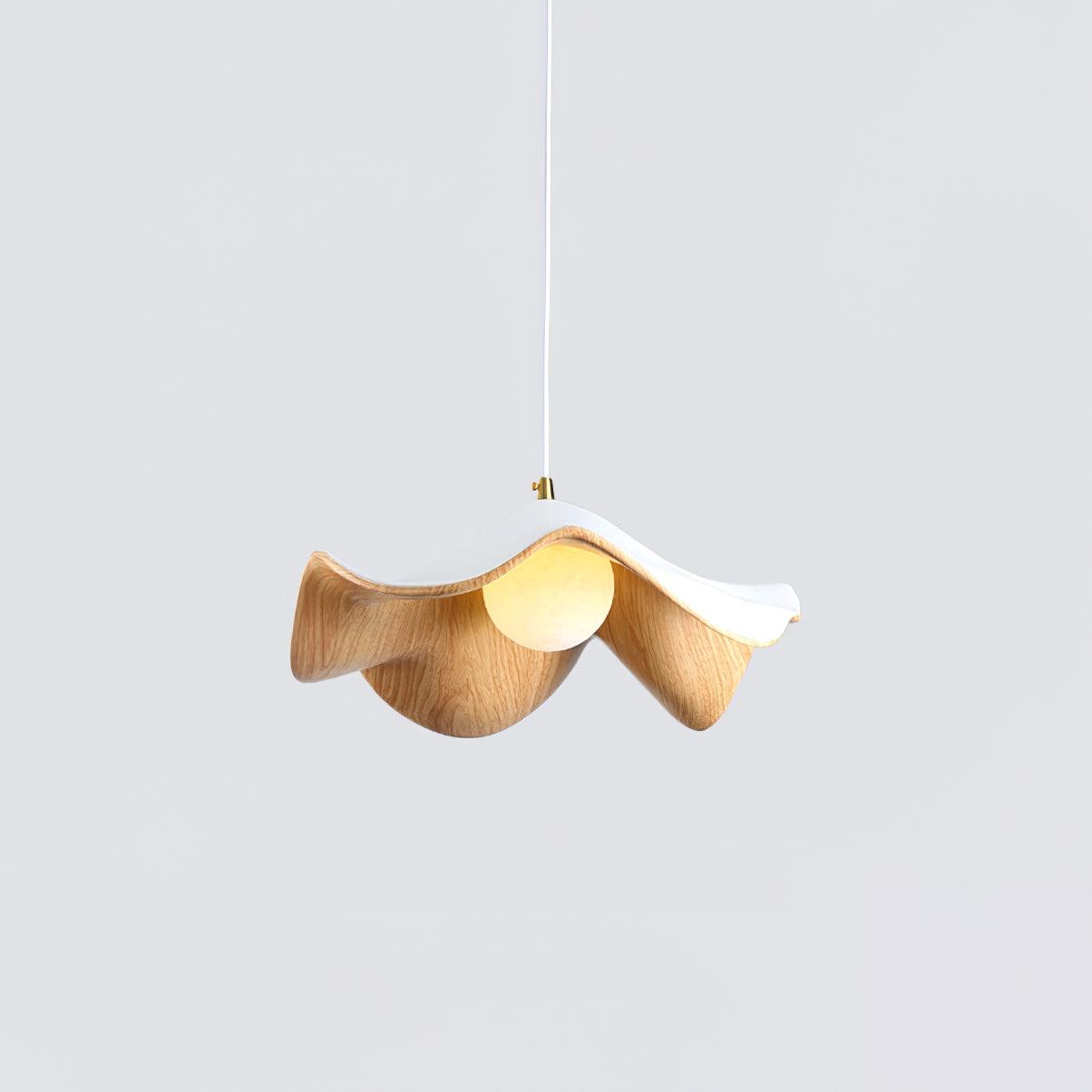 Pendant Lamp Resin Shade in White and Walnut for Living and Dining Room - Letslighting