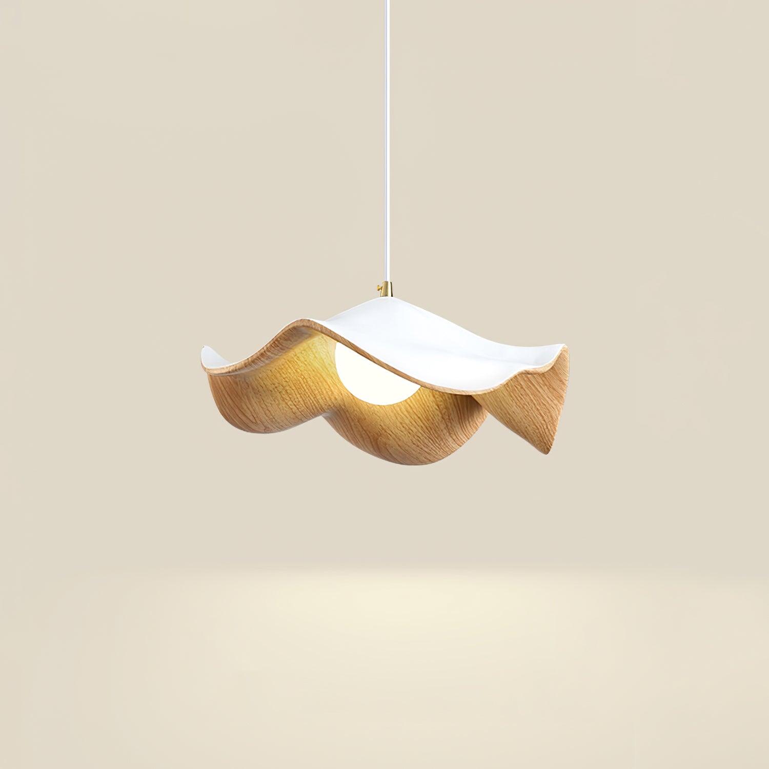 Pendant Lamp Resin Shade in White and Walnut for Living and Dining Room - Letslighting