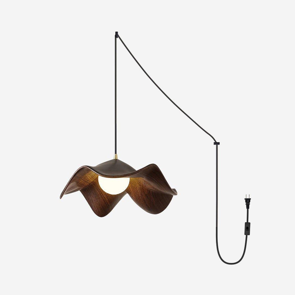 Pendant Lamp Resin Shade in White and Walnut for Living and Dining Room - Letslighting