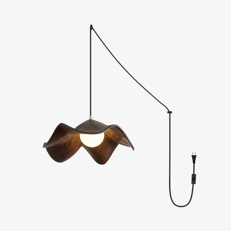 Pendant Lamp Resin Shade in White and Walnut for Living and Dining Room - Letslighting