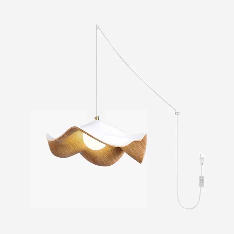 Pendant Lamp Resin Shade in White and Walnut for Living and Dining Room - Letslighting