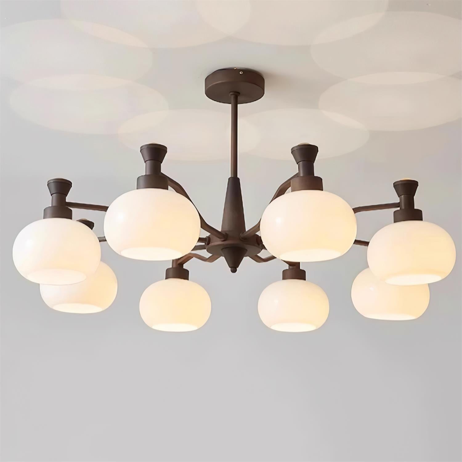 Cassia Chandelier Opal Glass Globe Arms - Letslighting