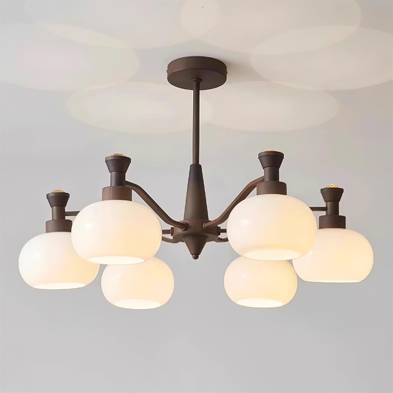 Cassia Chandelier Opal Glass Globe Arms - Letslighting