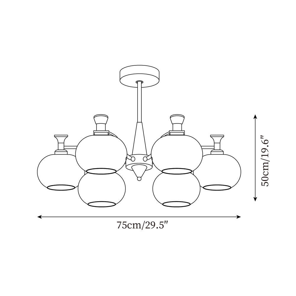 Cassia Chandelier Opal Glass Globe Arms - Letslighting