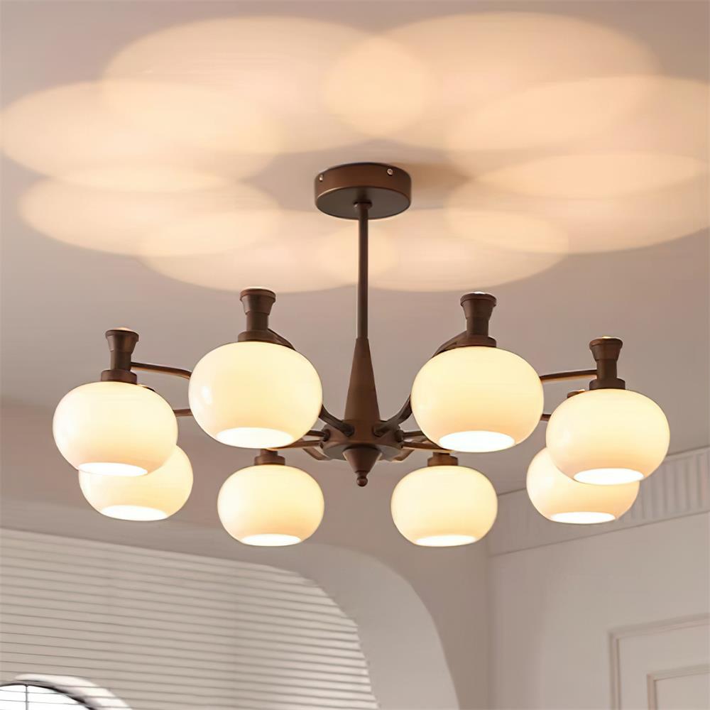 Cassia Chandelier Opal Glass Globe Arms - Letslighting