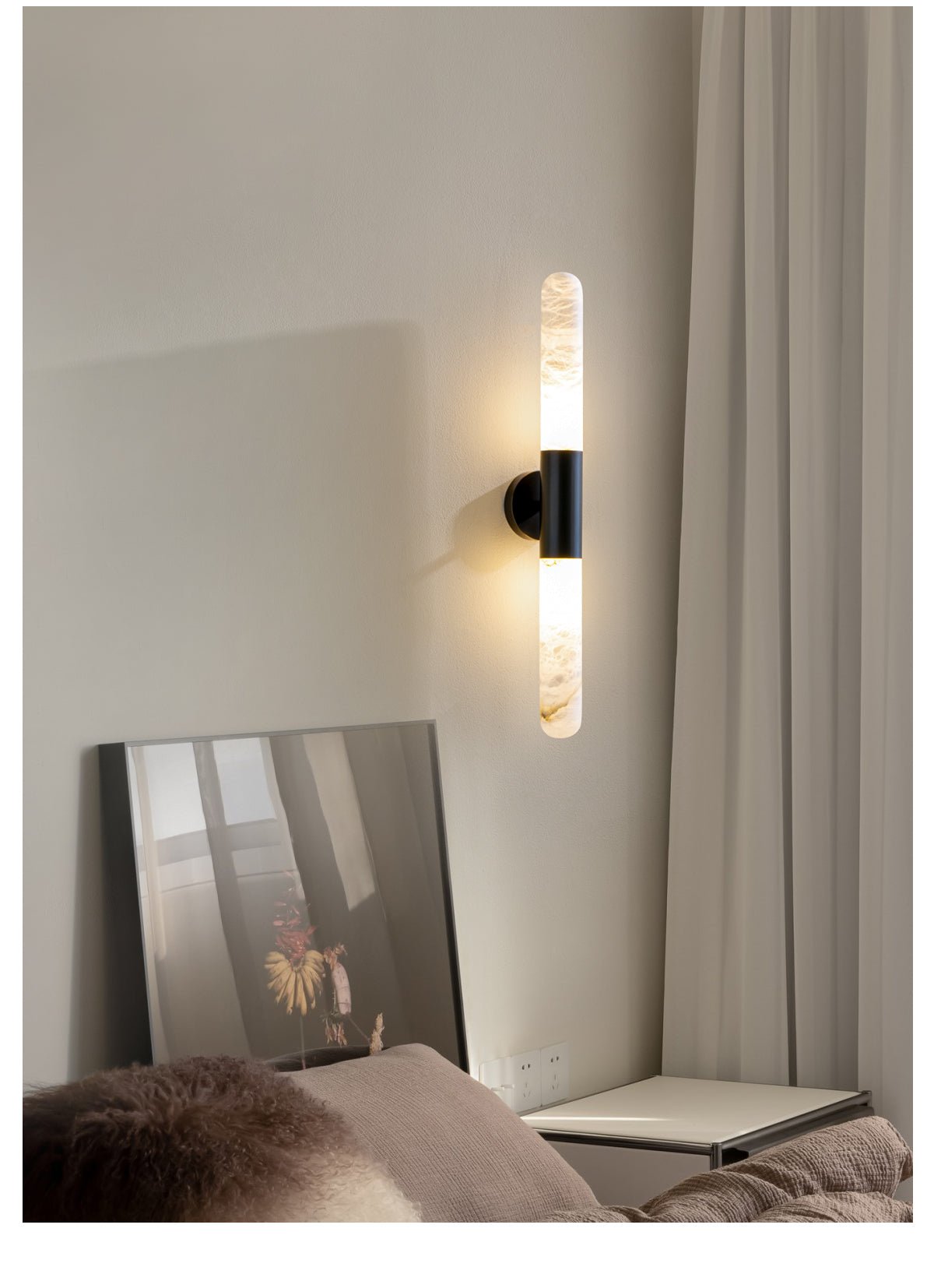 Evtalos Cylinder Alabaster Wall Light - Letslighting