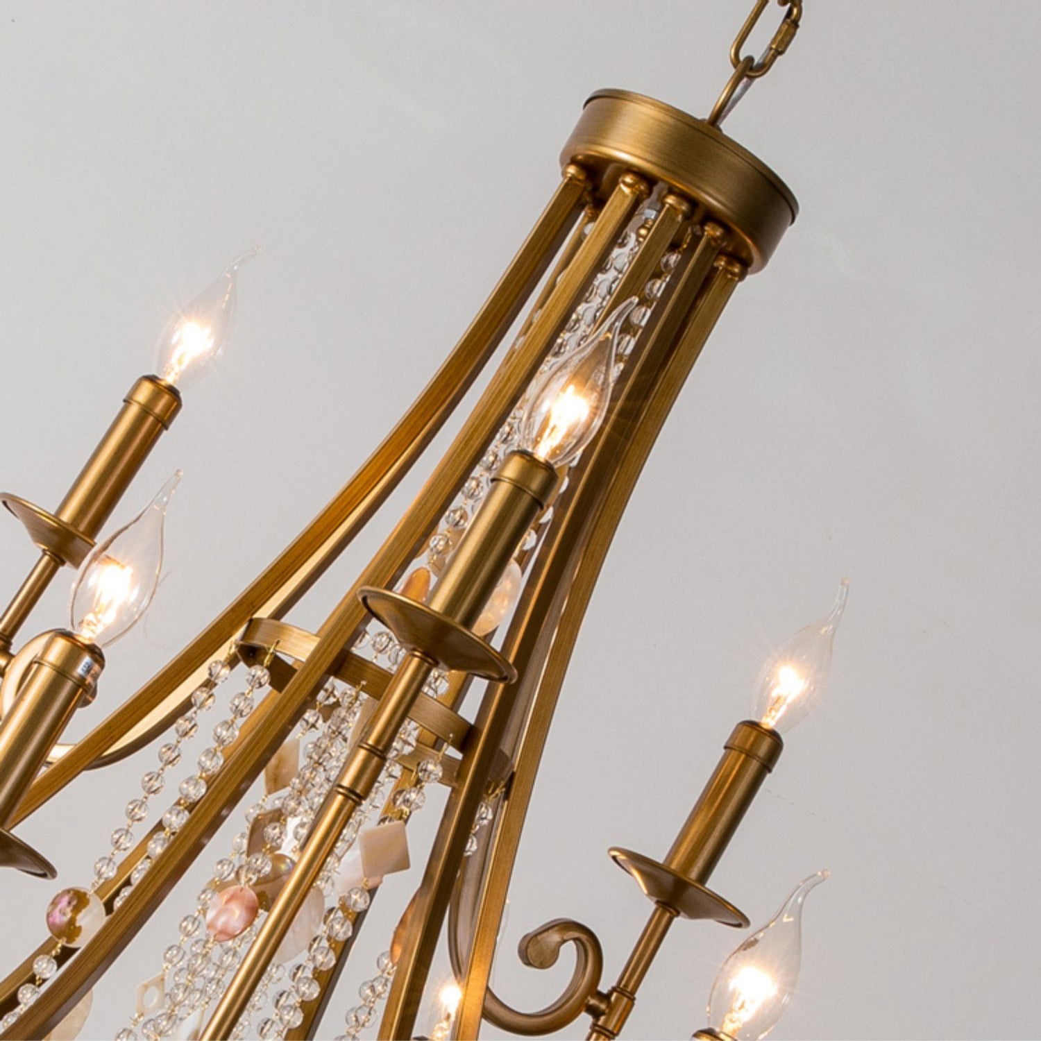 Trove Postmodern Luxury Natural Metal Alabaster Chandelier - Lamp Copper