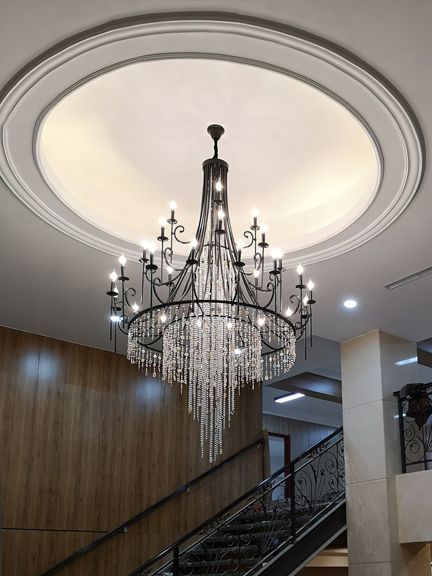 Trove Postmodern Luxury Natural Metal Alabaster Chandelier - Lamp Copper