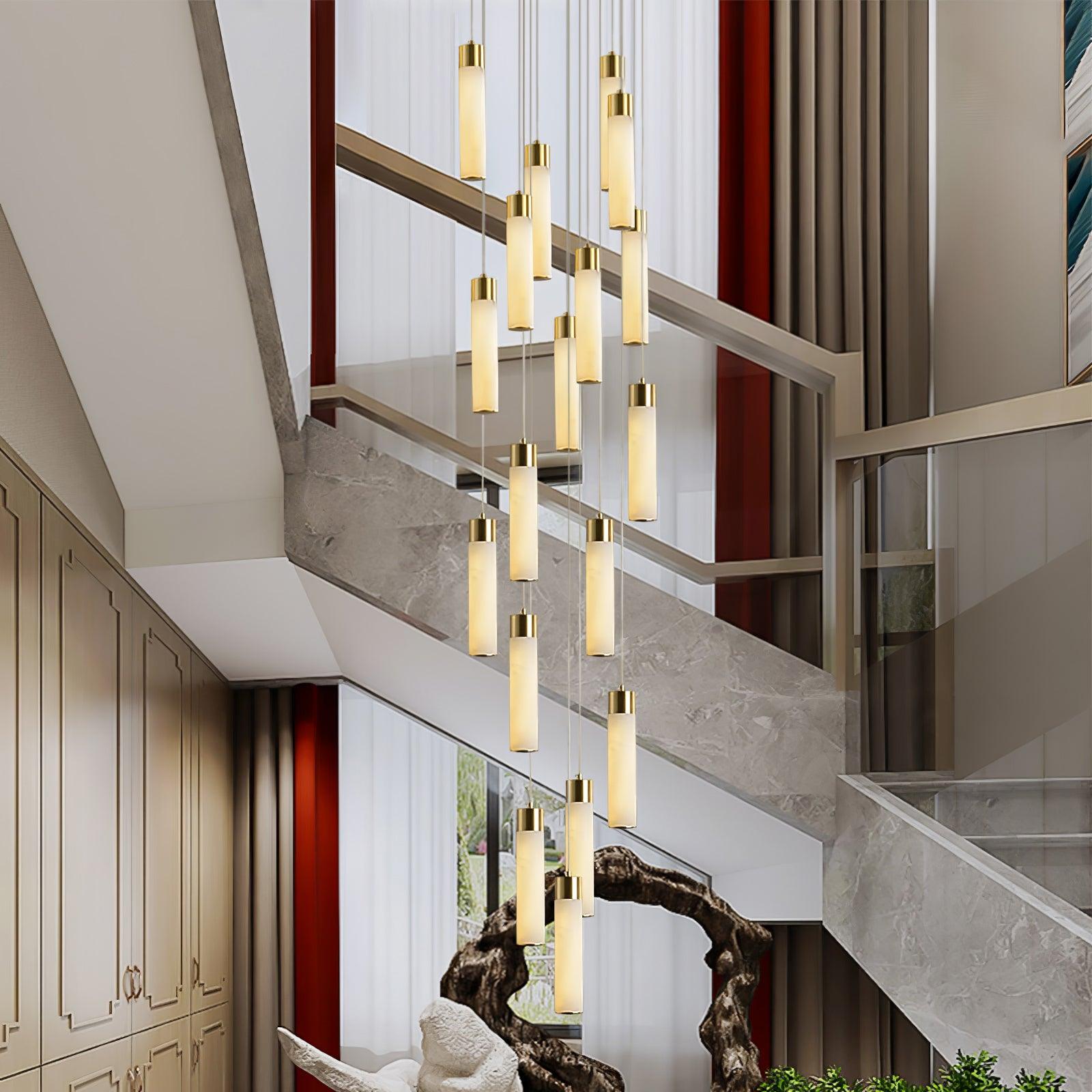 Aurelia Alabaster Chandelier Staircase - Letslighting