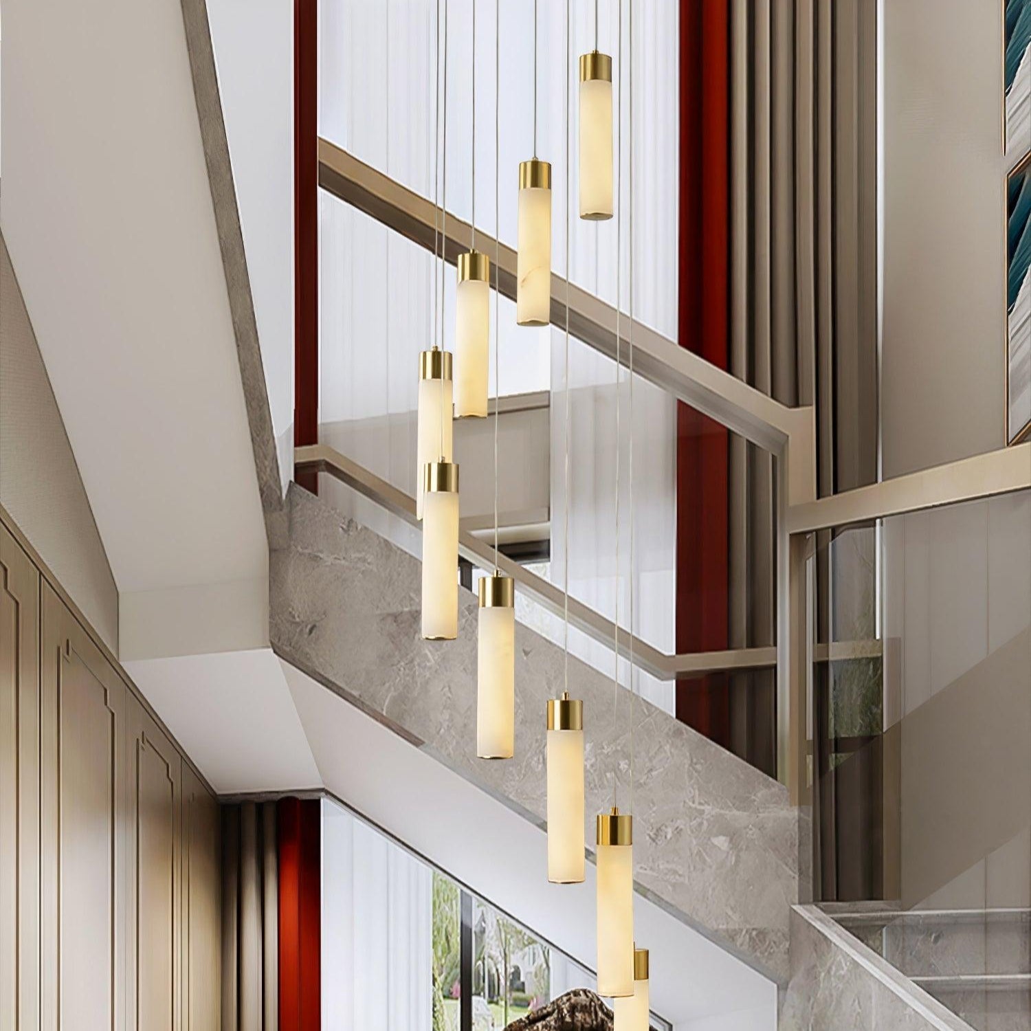 Aurelia Alabaster Chandelier Staircase - Letslighting
