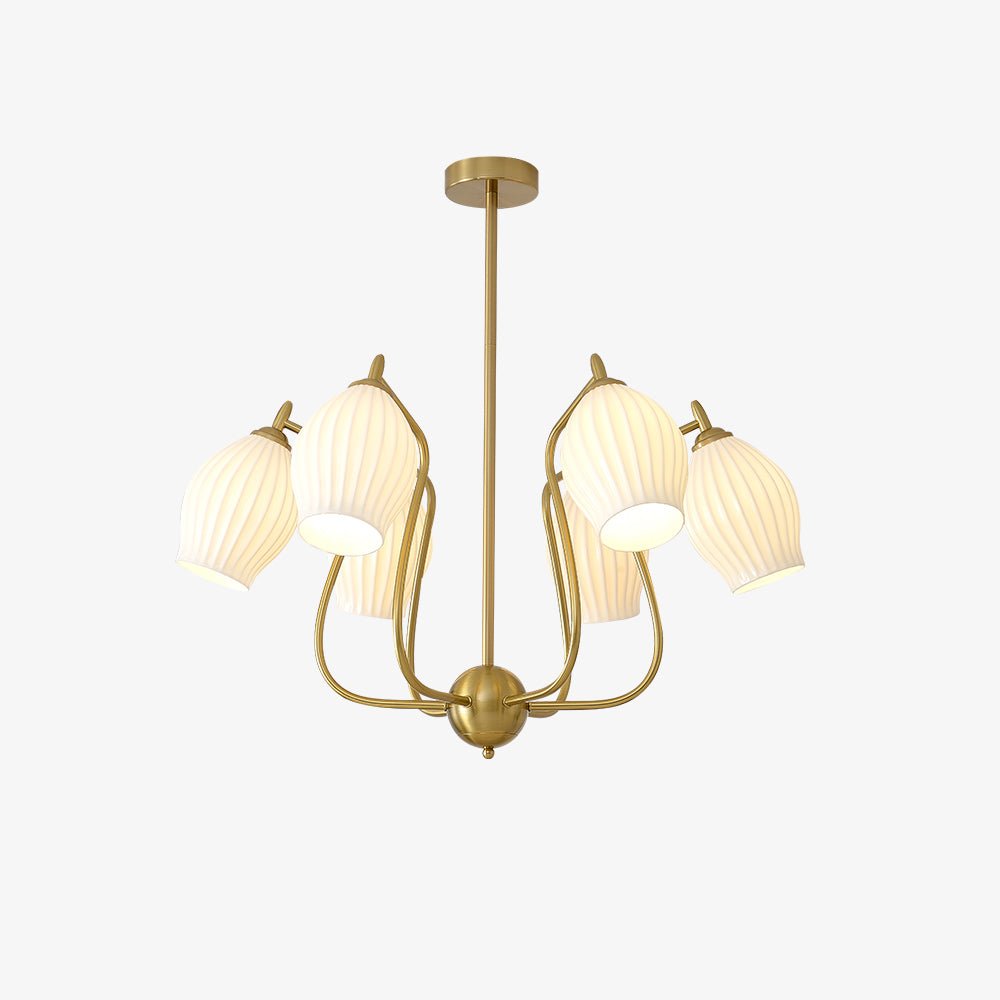 Lustra Chandelier Ceramic Ribbed Sculptural Glass Elegant - Letslighting