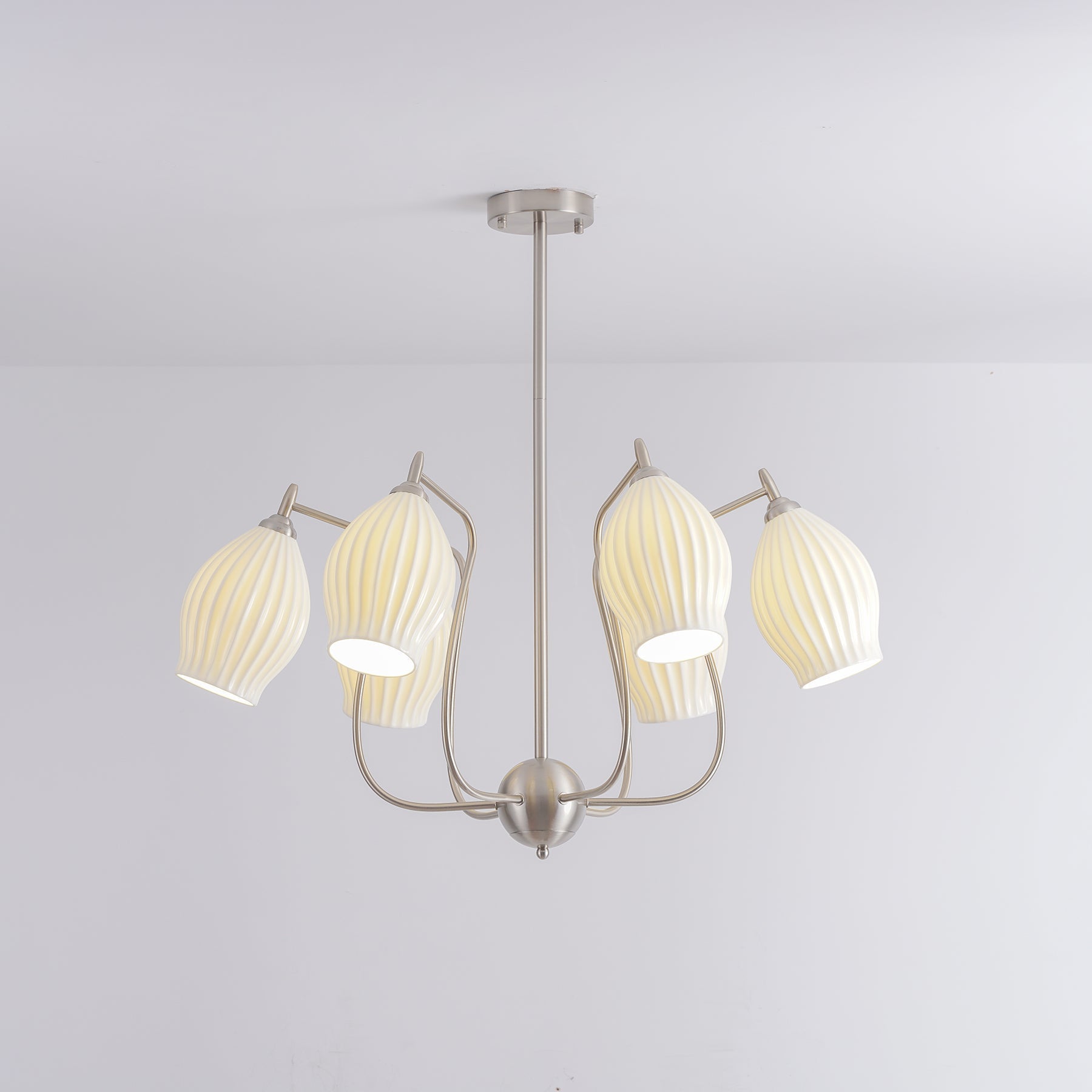 Lustra Chandelier Ceramic Ribbed Sculptural Glass Elegant - Letslighting