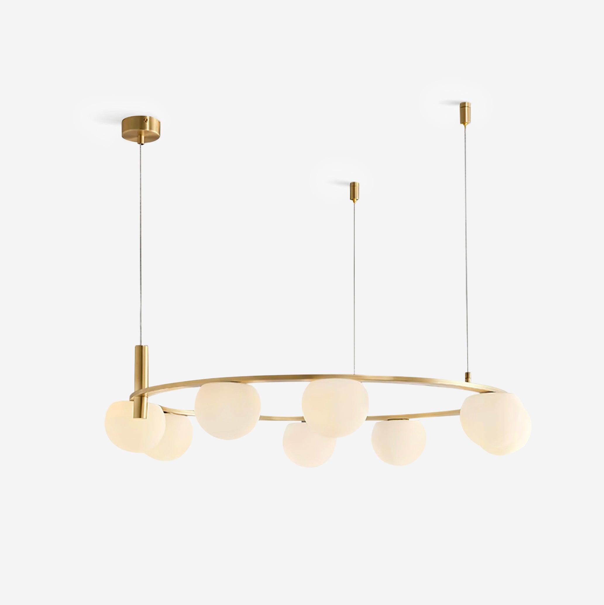 Chandelier Glass Globes Ring Gold Finish Modern - Letslighting