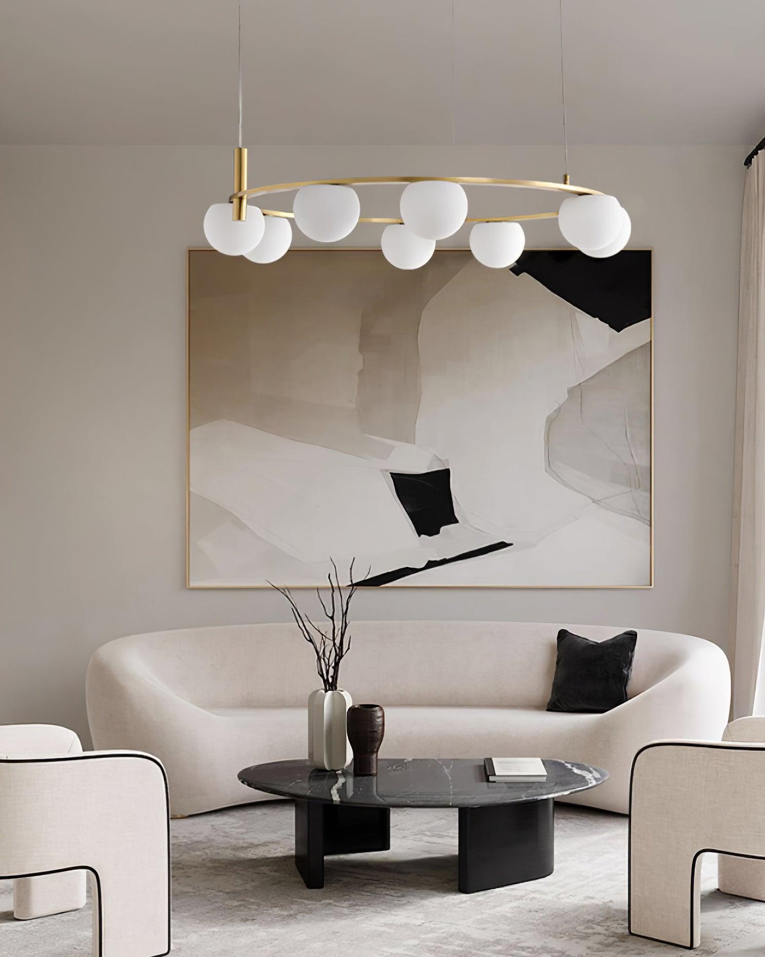 Chandelier Glass Globes Ring Gold Finish Modern - Letslighting