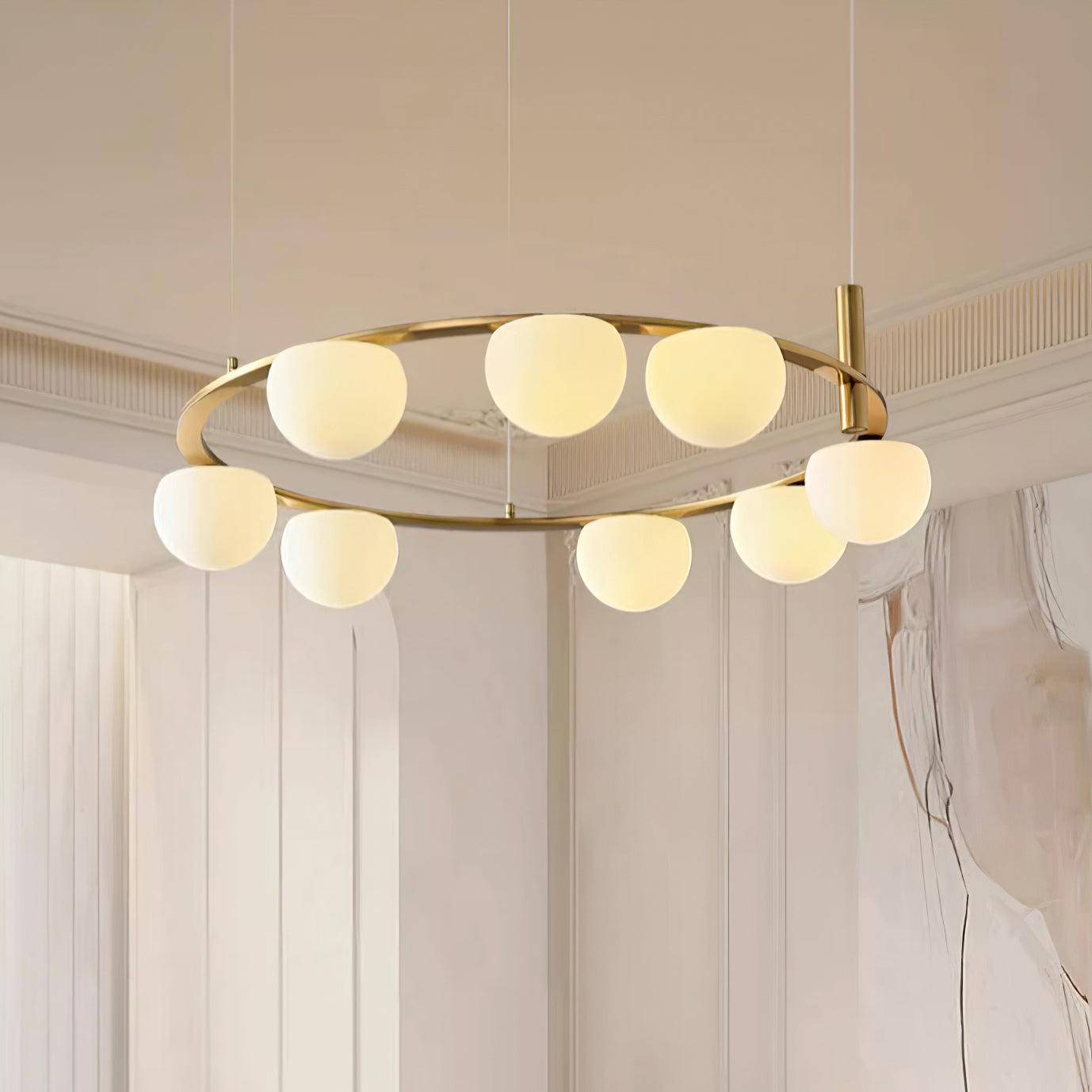 Chandelier Glass Globes Ring Gold Finish Modern - Letslighting