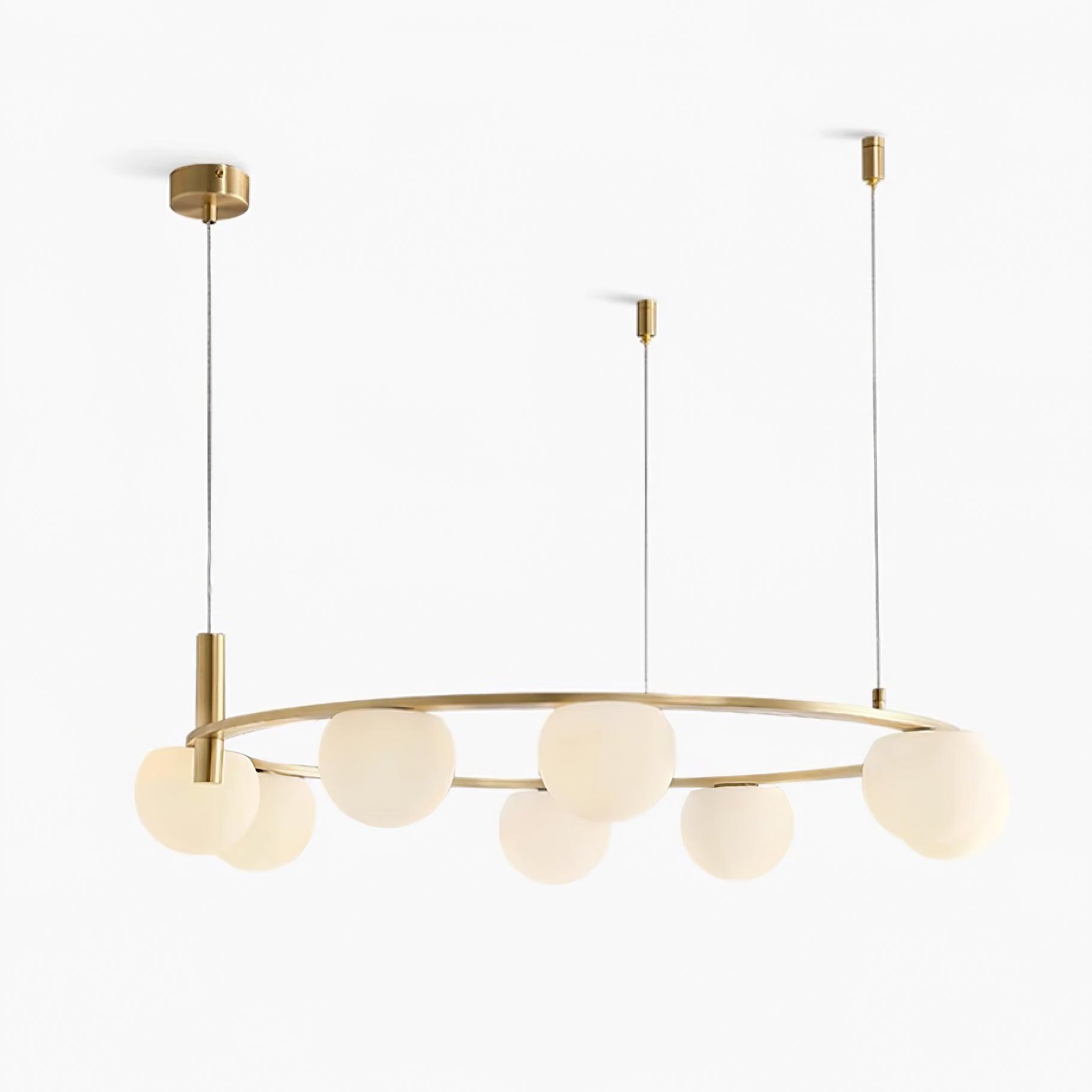 Chandelier Glass Globes Ring Gold Finish Modern - Letslighting