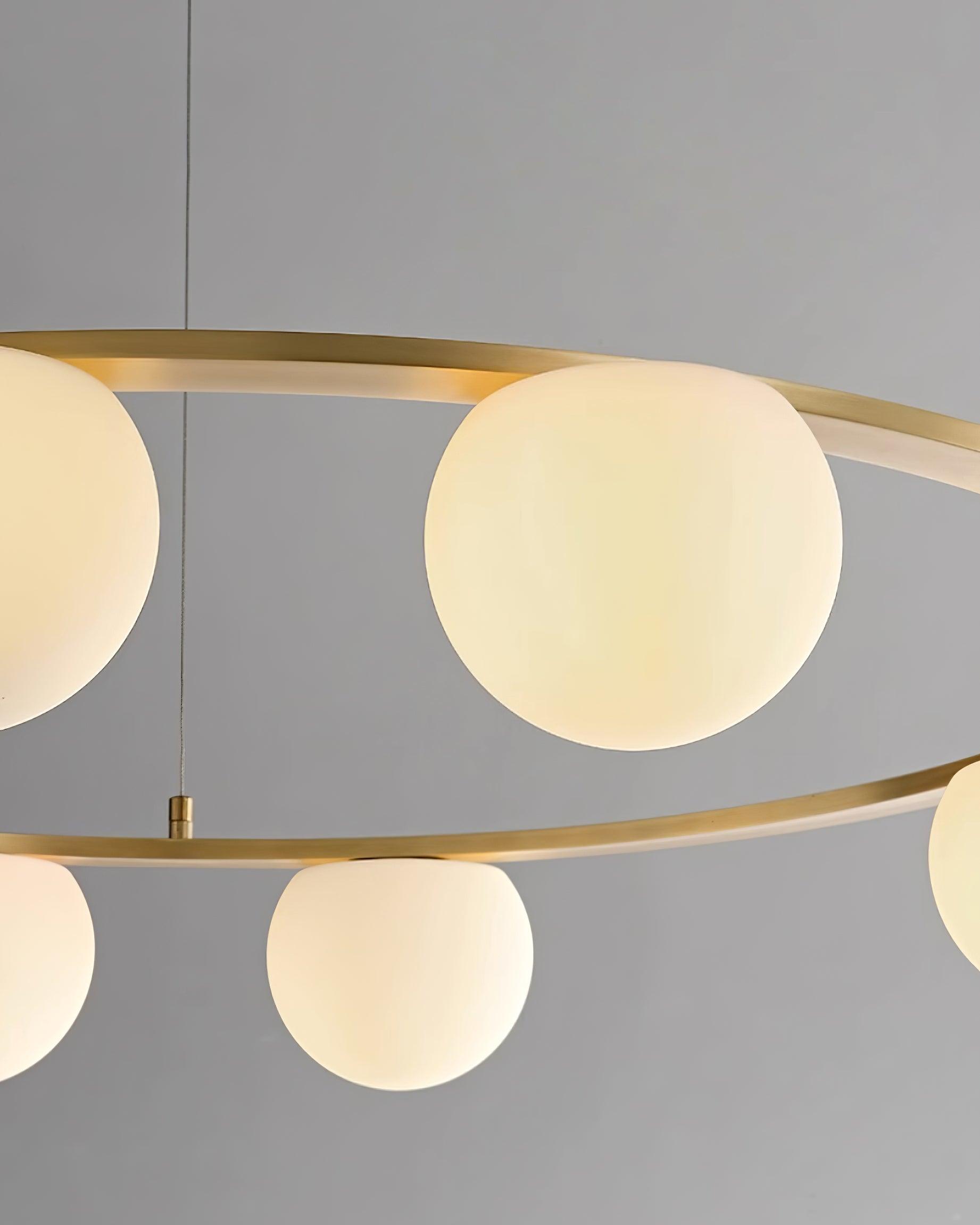 Chandelier Glass Globes Ring Gold Finish Modern - Letslighting