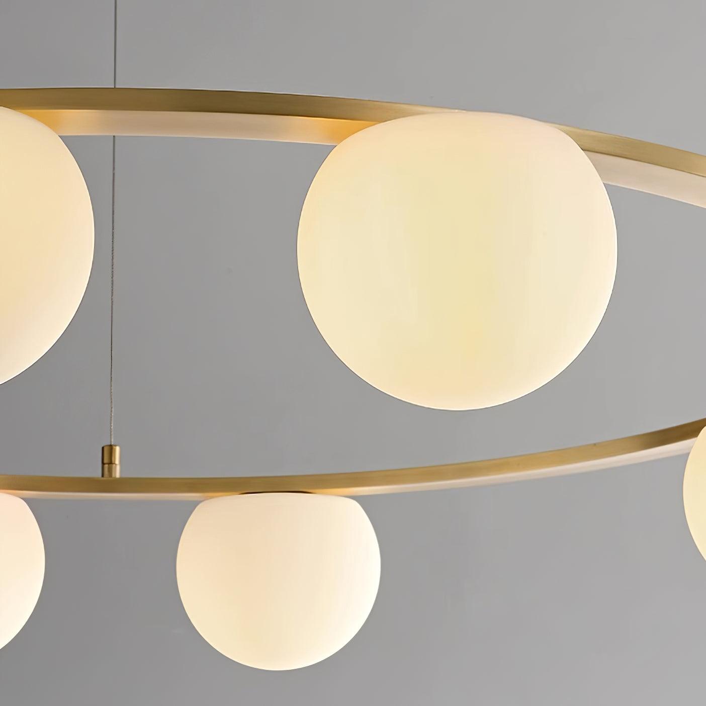 Chandelier Glass Globes Ring Gold Finish Modern - Letslighting