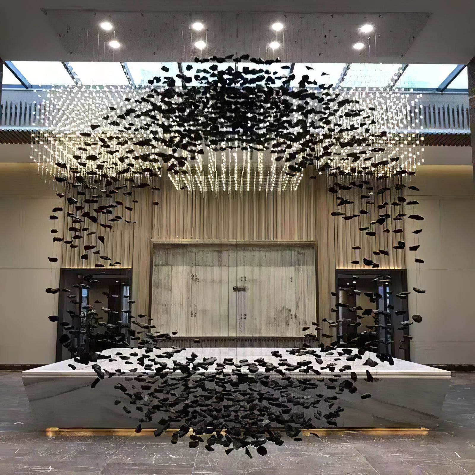 Arsilus Charcoal Stone Sculptural Chandelier - Blowlighting