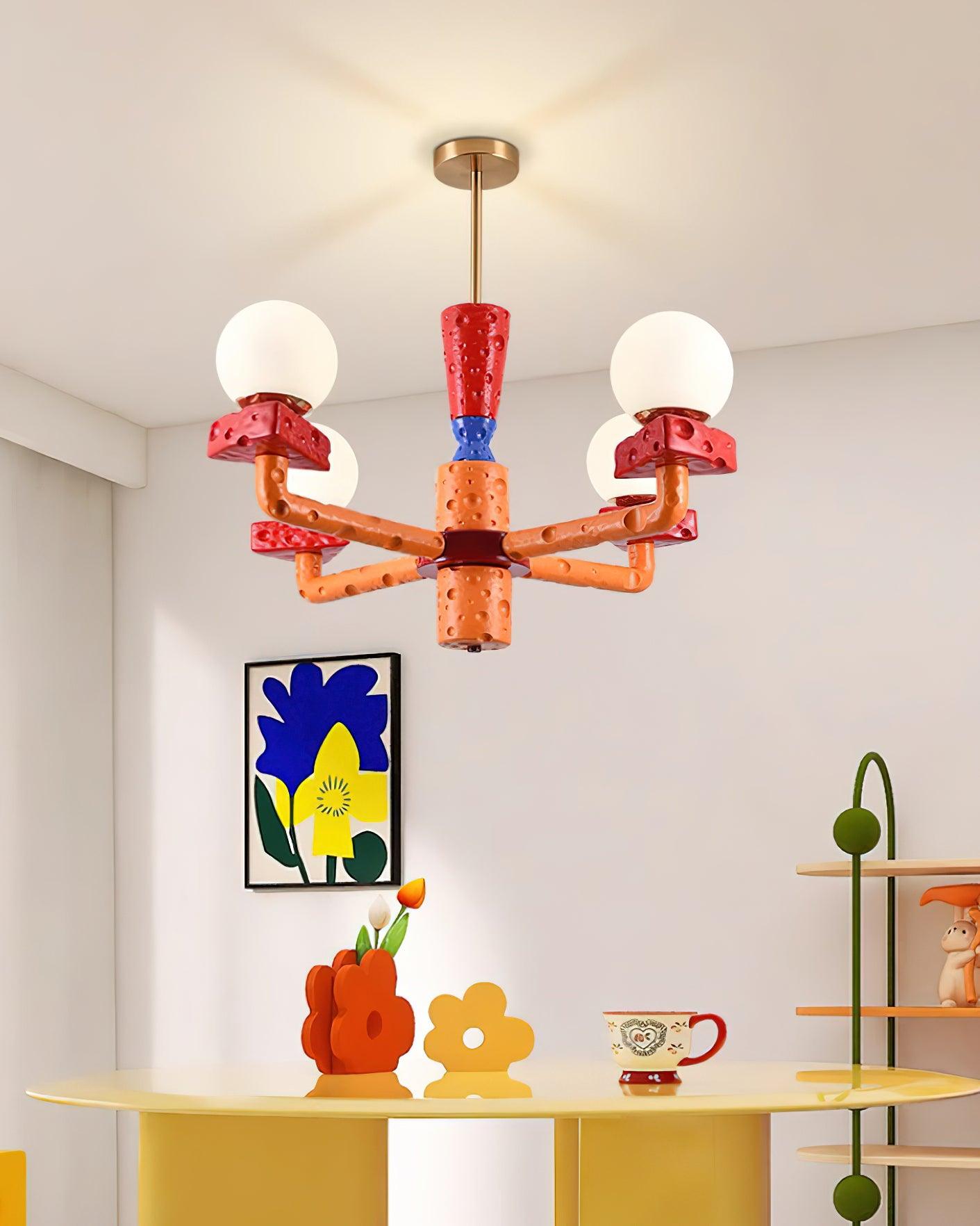 Cheese Chandelier Colorful Playful - Letslighting