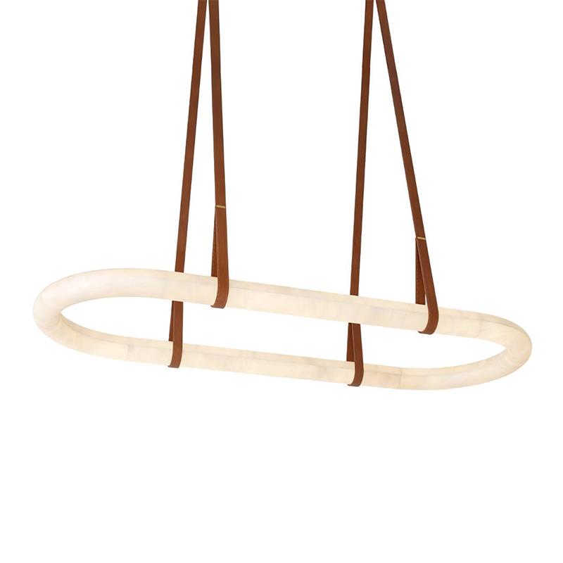 Vista Modern Minimalist Art Alabaster Metal Chandelier - Lamp Copper