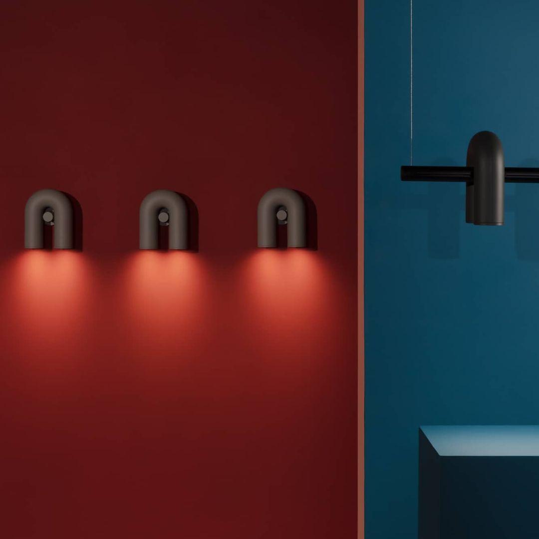 Aria Arc Minimaliste LED Applique Murale Noir Rouge Bleu