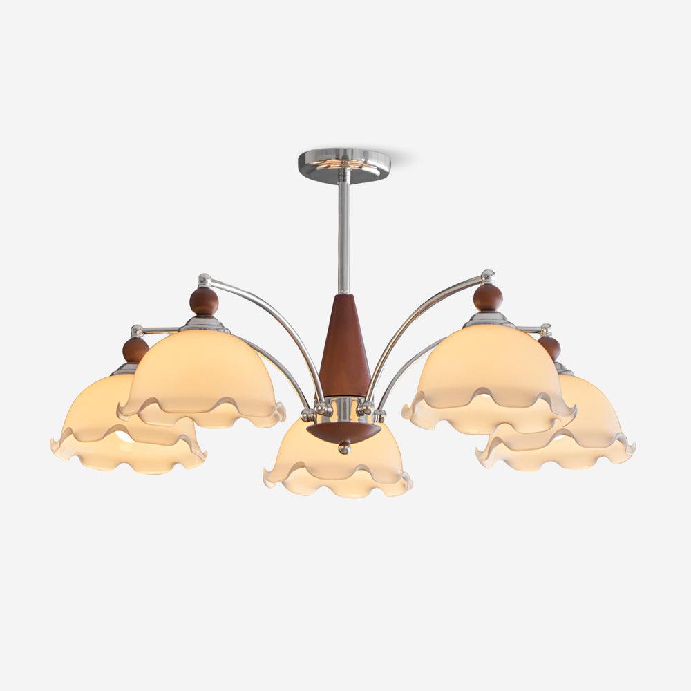 Claudia Chandelier Frosted Ruffle Shades Floral - Letslighting