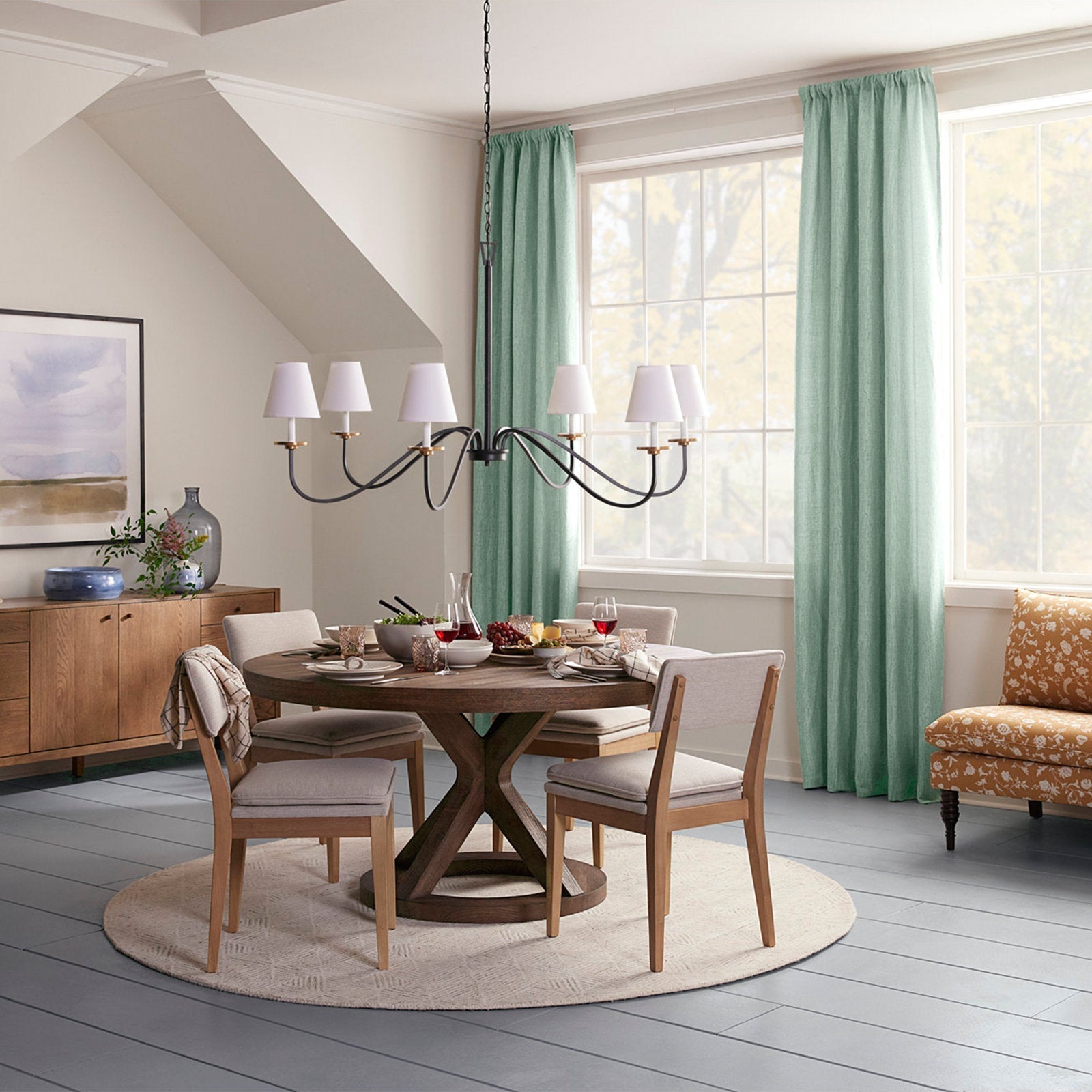 Flux Vintage Industrial Brass Metal Fabric Chandelier - Lamp Copper