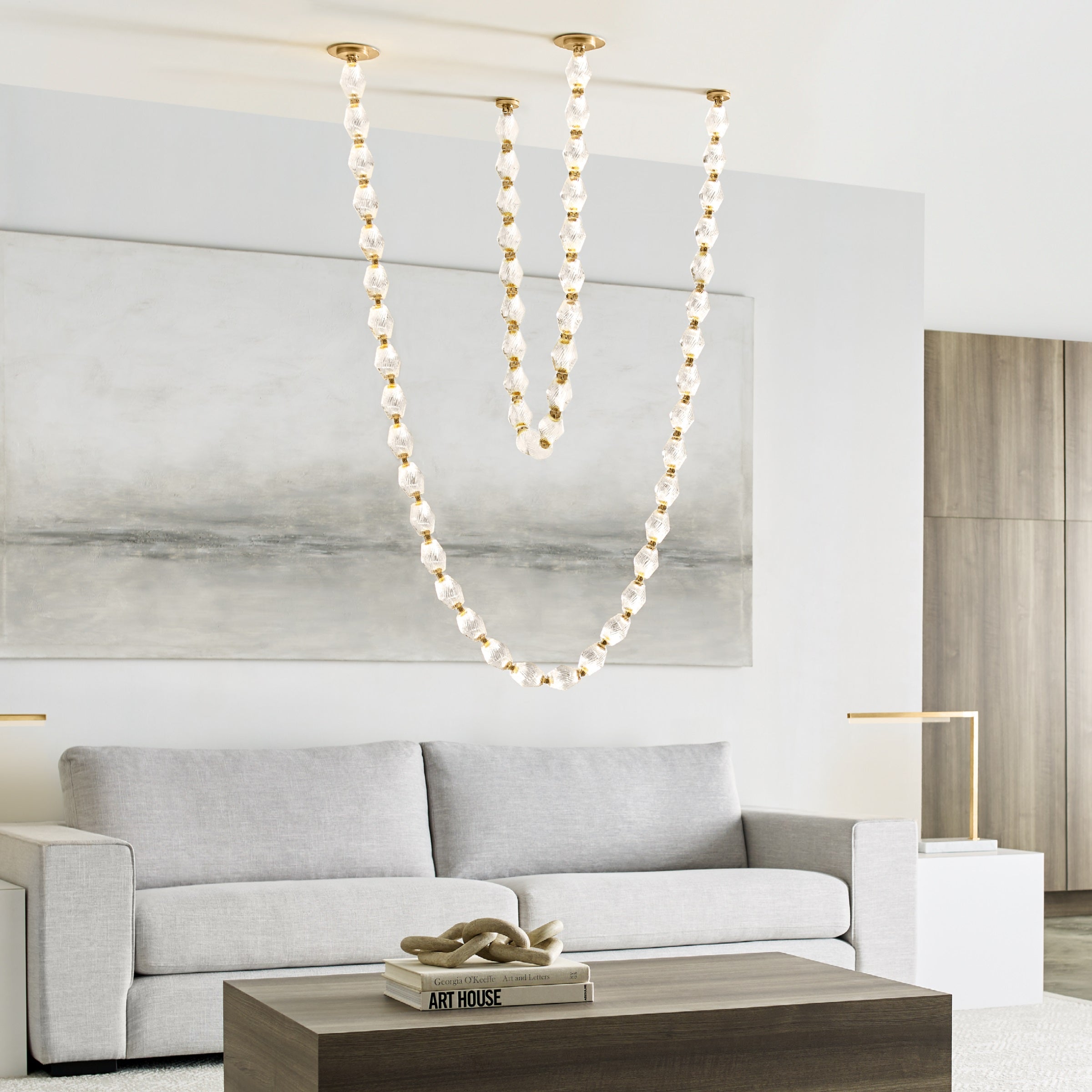 Karma Modern Minimalist Metal Glass Chandelier - Lamp Copper