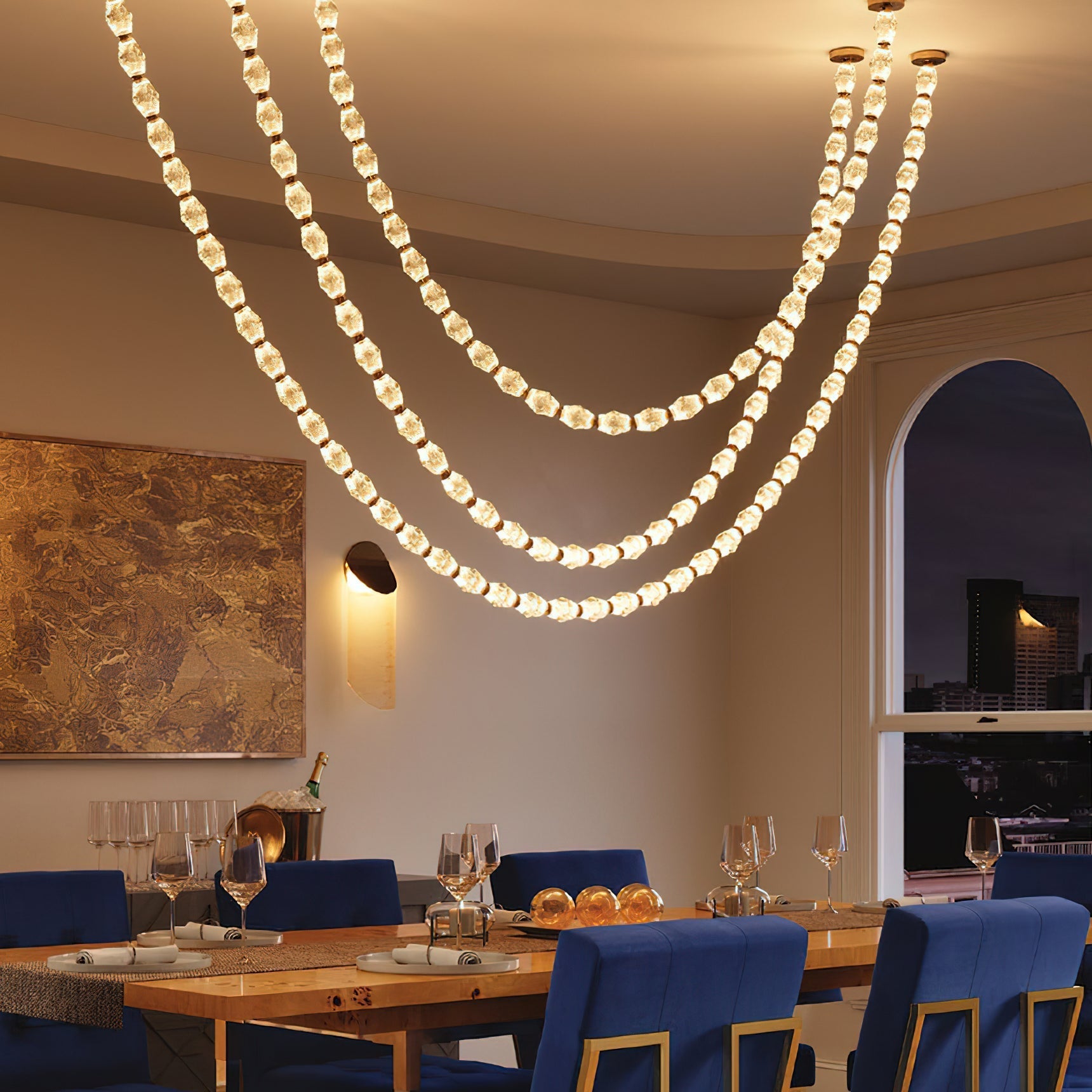 Karma Modern Minimalist Metal Glass Chandelier - Lamp Copper