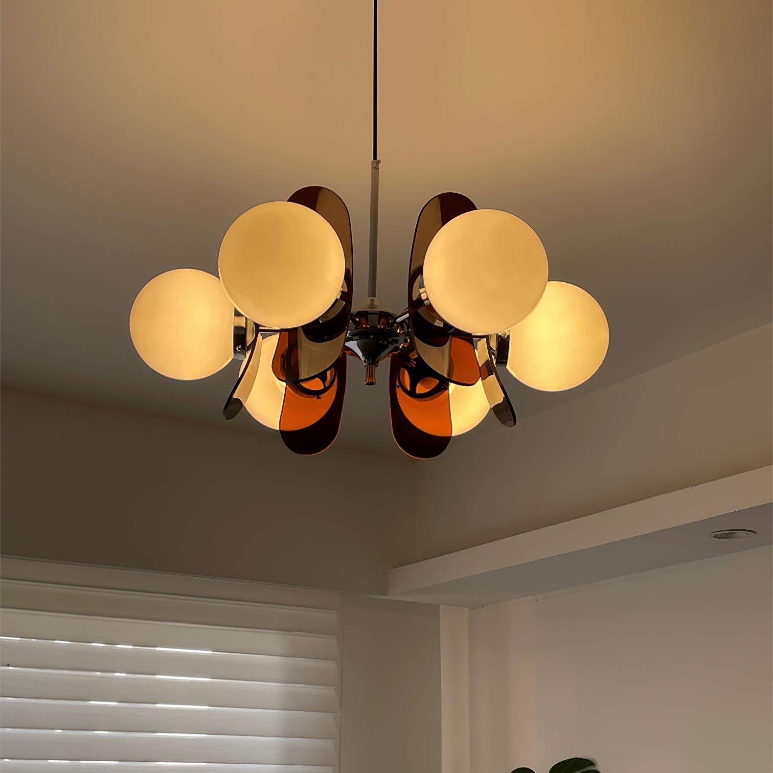 Prism Creativity Sputnik Orange Glass Acrylic Chandelier - Lamp Copper