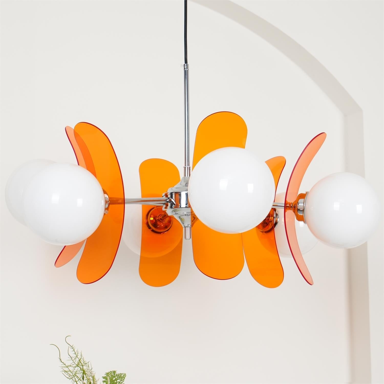 Prism Creativity Sputnik Orange Glass Acrylic Chandelier - Lamp Copper