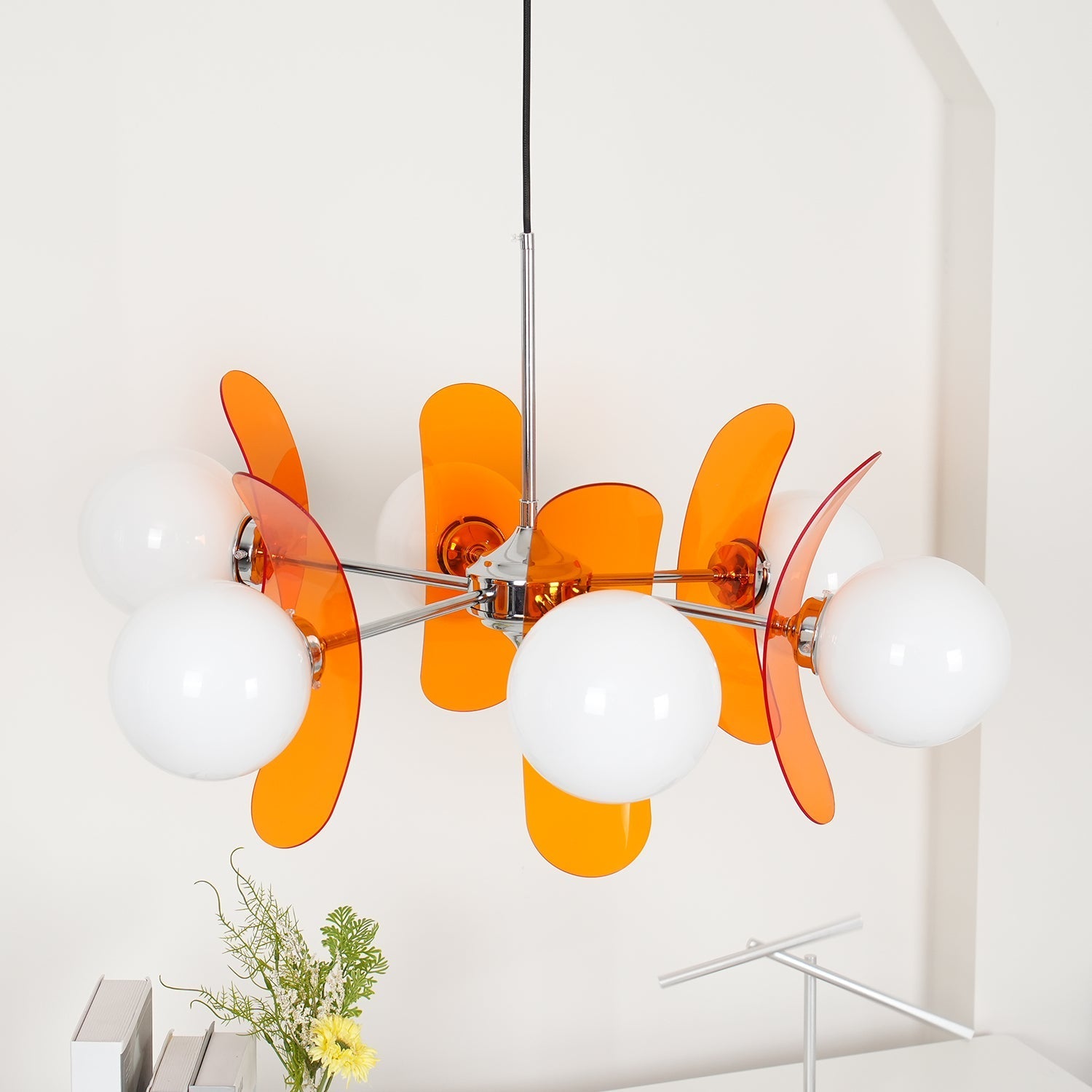 Prism Creativity Sputnik Orange Glass Acrylic Chandelier - Lamp Copper