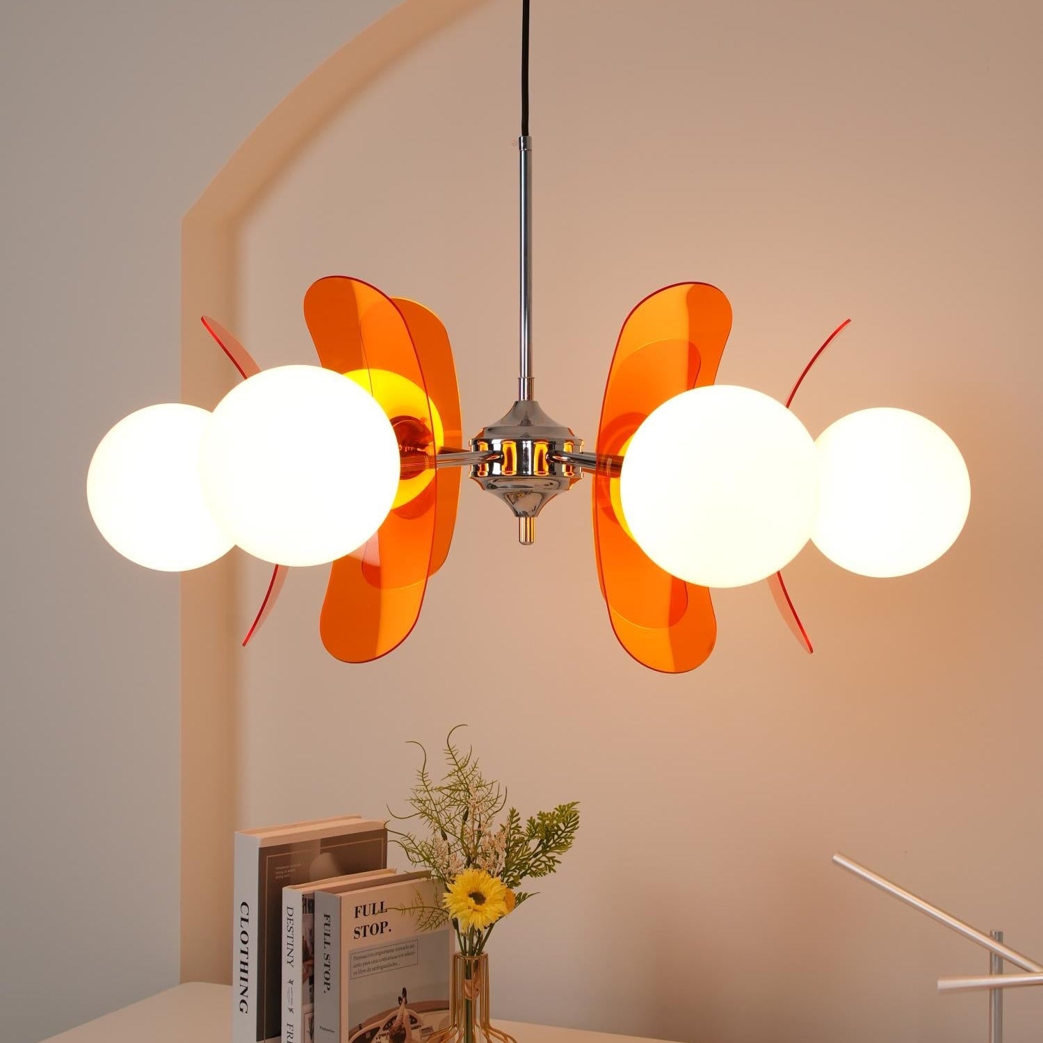 Prism Creativity Sputnik Orange Glass Acrylic Chandelier - Lamp Copper