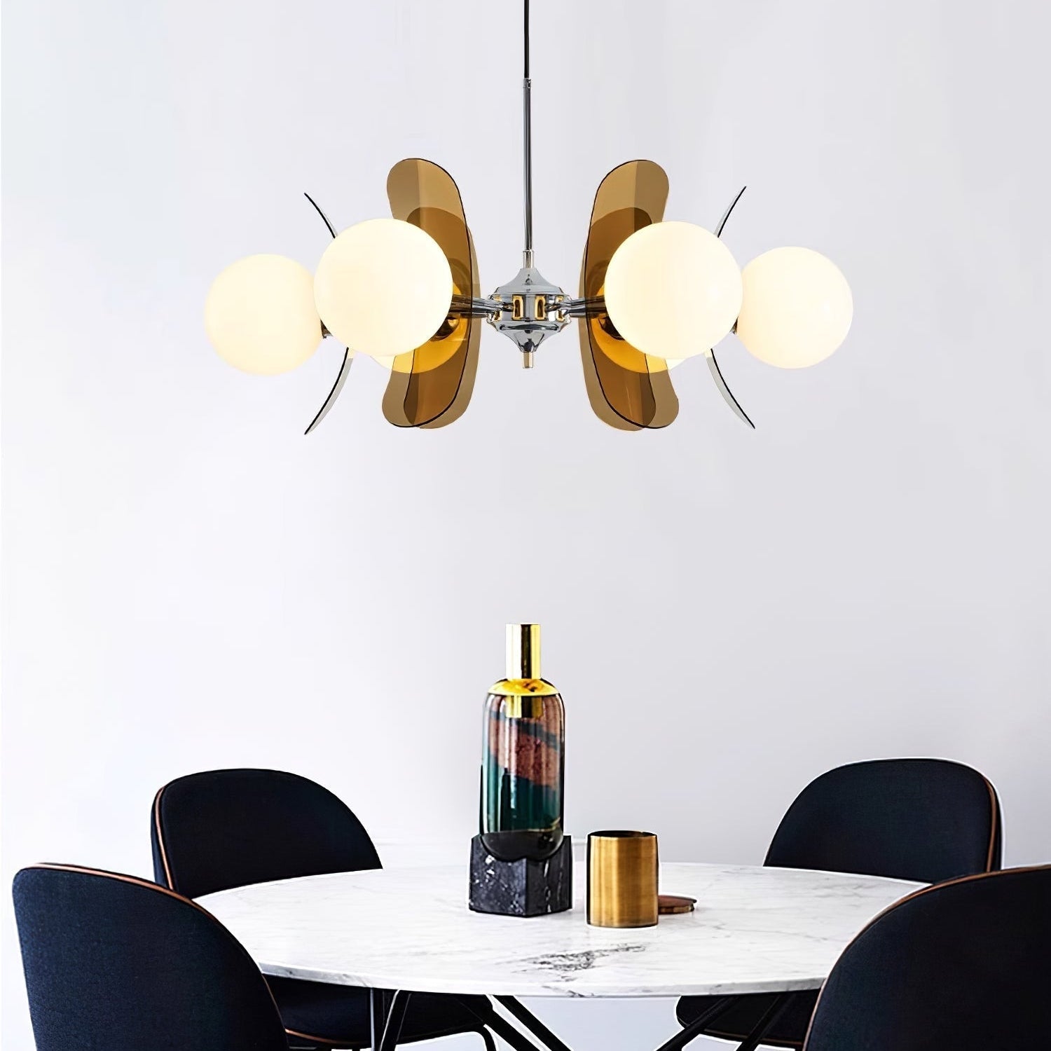 Prism Creativity Sputnik Orange Glass Acrylic Chandelier - Lamp Copper