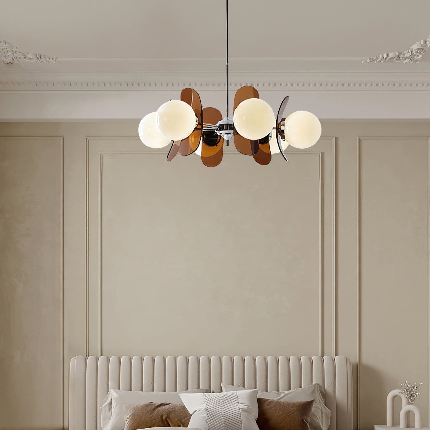 Prism Creativity Sputnik Orange Glass Acrylic Chandelier - Lamp Copper