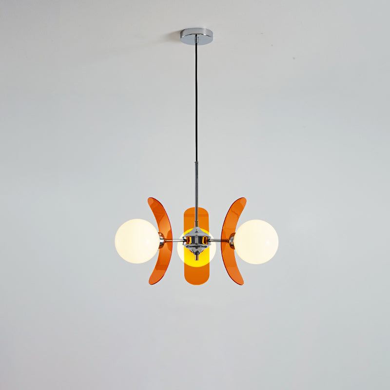 Prism Creativity Sputnik Orange Glass Acrylic Chandelier - Lamp Copper