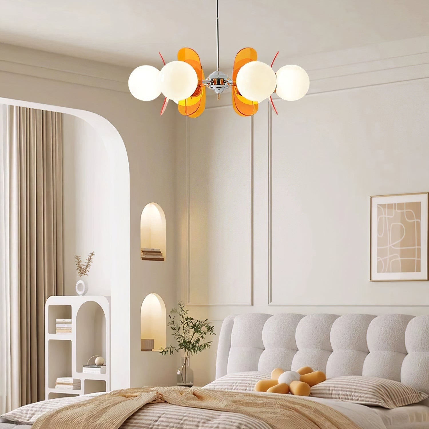 Prism Creativity Sputnik Orange Glass Acrylic Chandelier - Lamp Copper