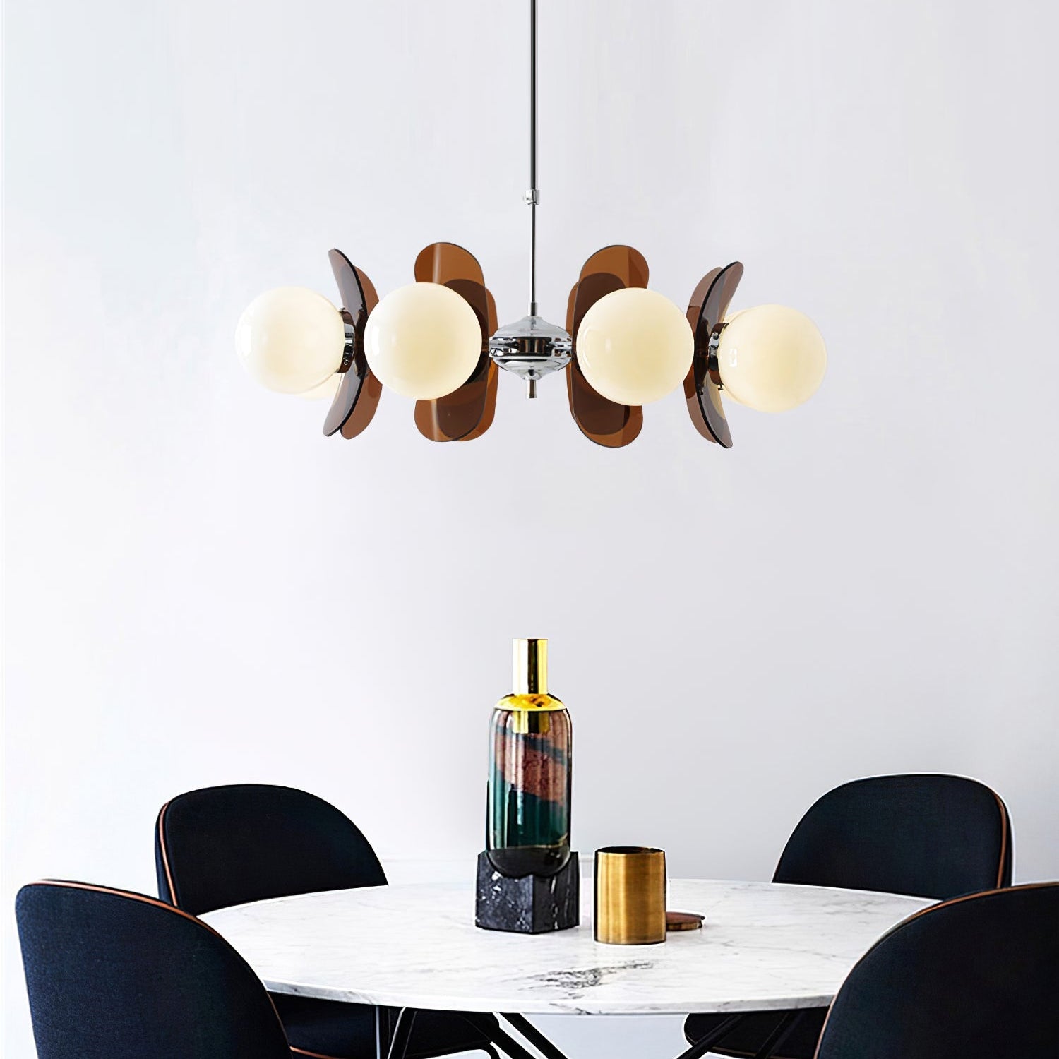 Prism Creativity Sputnik Orange Glass Acrylic Chandelier - Lamp Copper