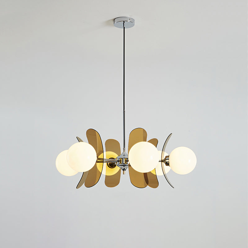 Prism Creativity Sputnik Orange Glass Acrylic Chandelier - Lamp Copper