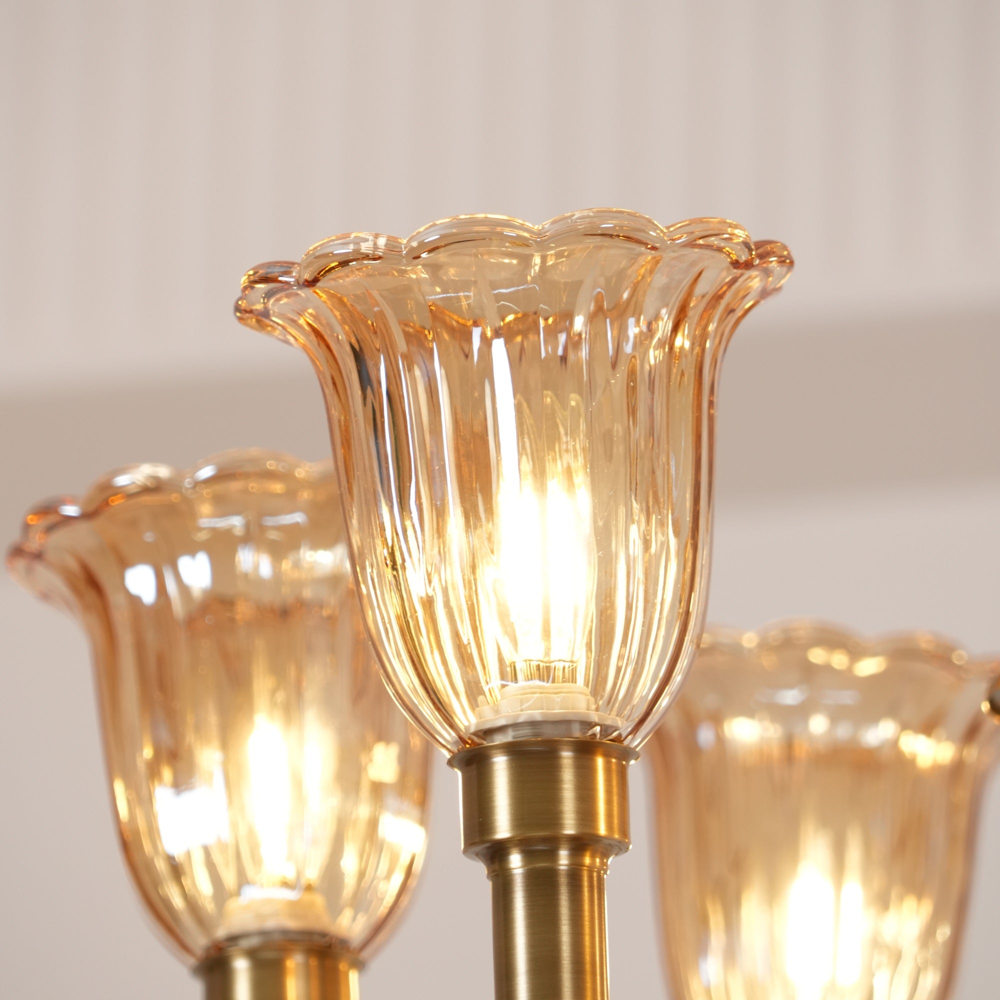 Tempo Vintage Art Deco Metal Brass Chandelier - Lamp Copper