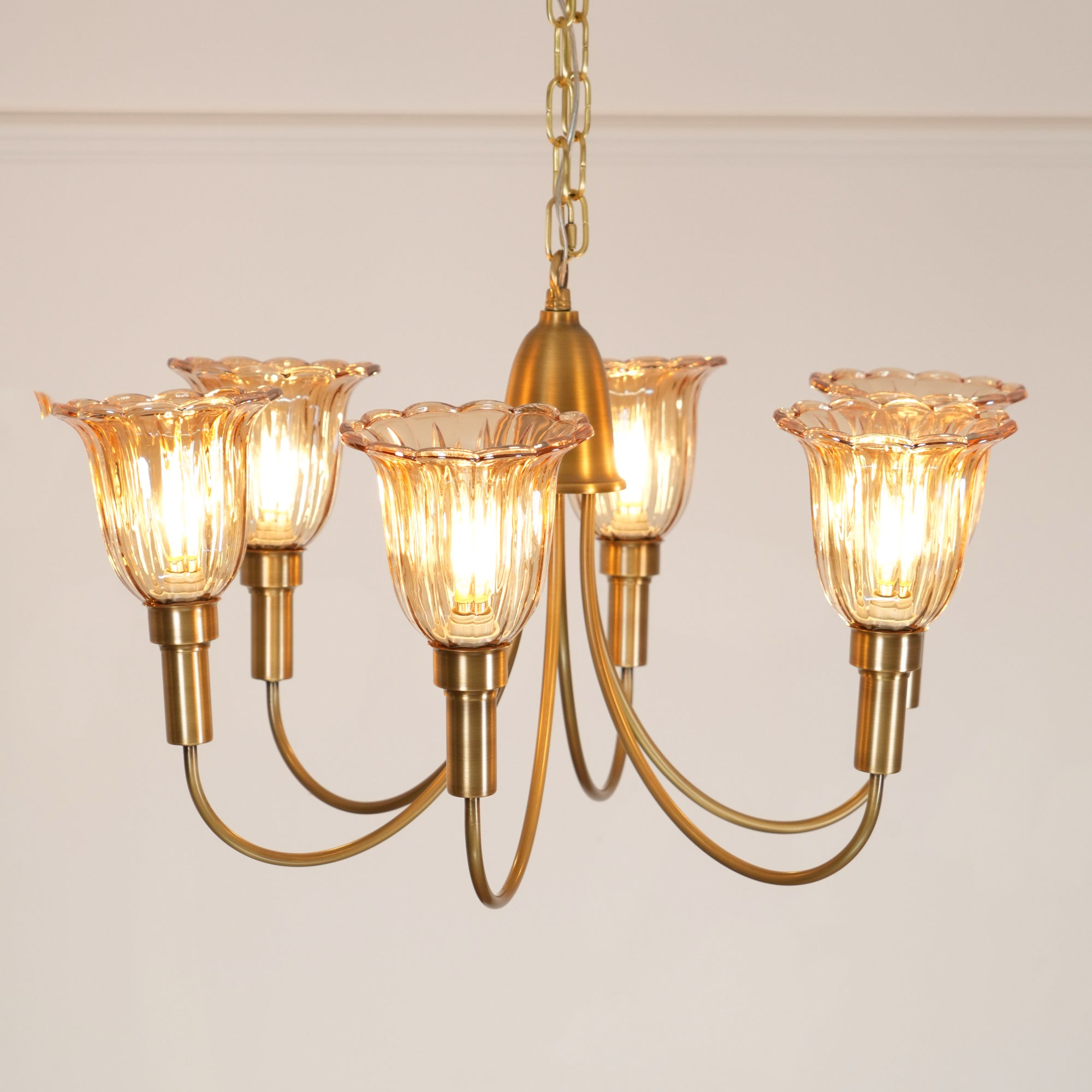 Tempo Vintage Art Deco Metal Brass Chandelier - Lamp Copper