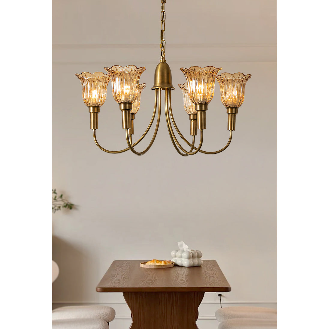 Tempo Vintage Art Deco Metal Brass Chandelier - Lamp Copper