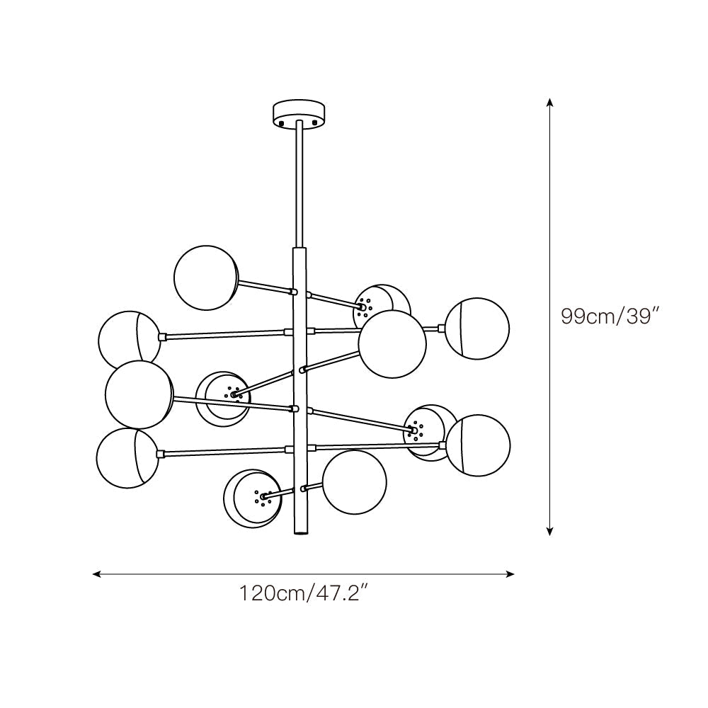 Ultra Modern Minimalist Brass Metal Glass Chandelier - Lamp Copper