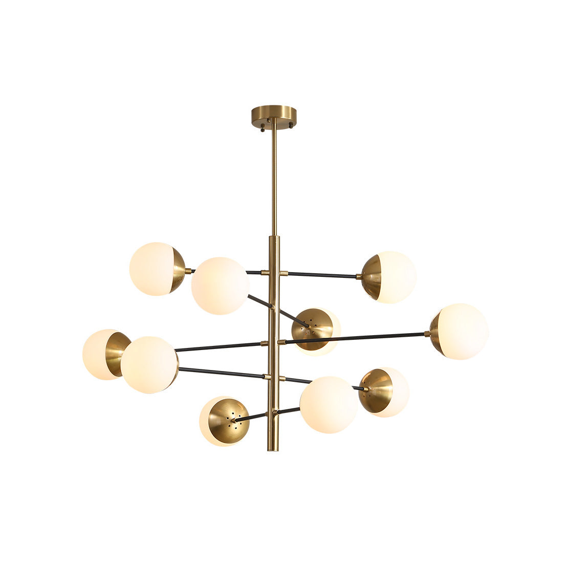 Ultra Modern Minimalist Brass Metal Glass Chandelier - Lamp Copper