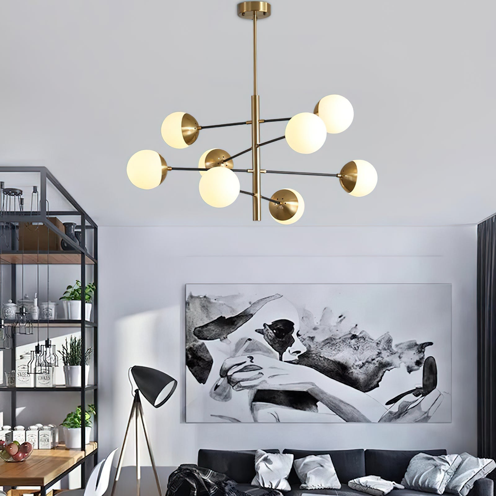 Ultra Modern Minimalist Brass Metal Glass Chandelier - Lamp Copper